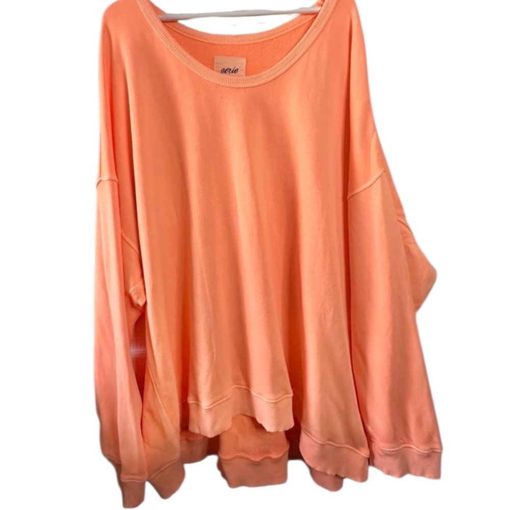 Aerie Oversized Orange Sweatshirt Voop Neck Feeling The Heat Summer Daze medium - Picture 3 of 10